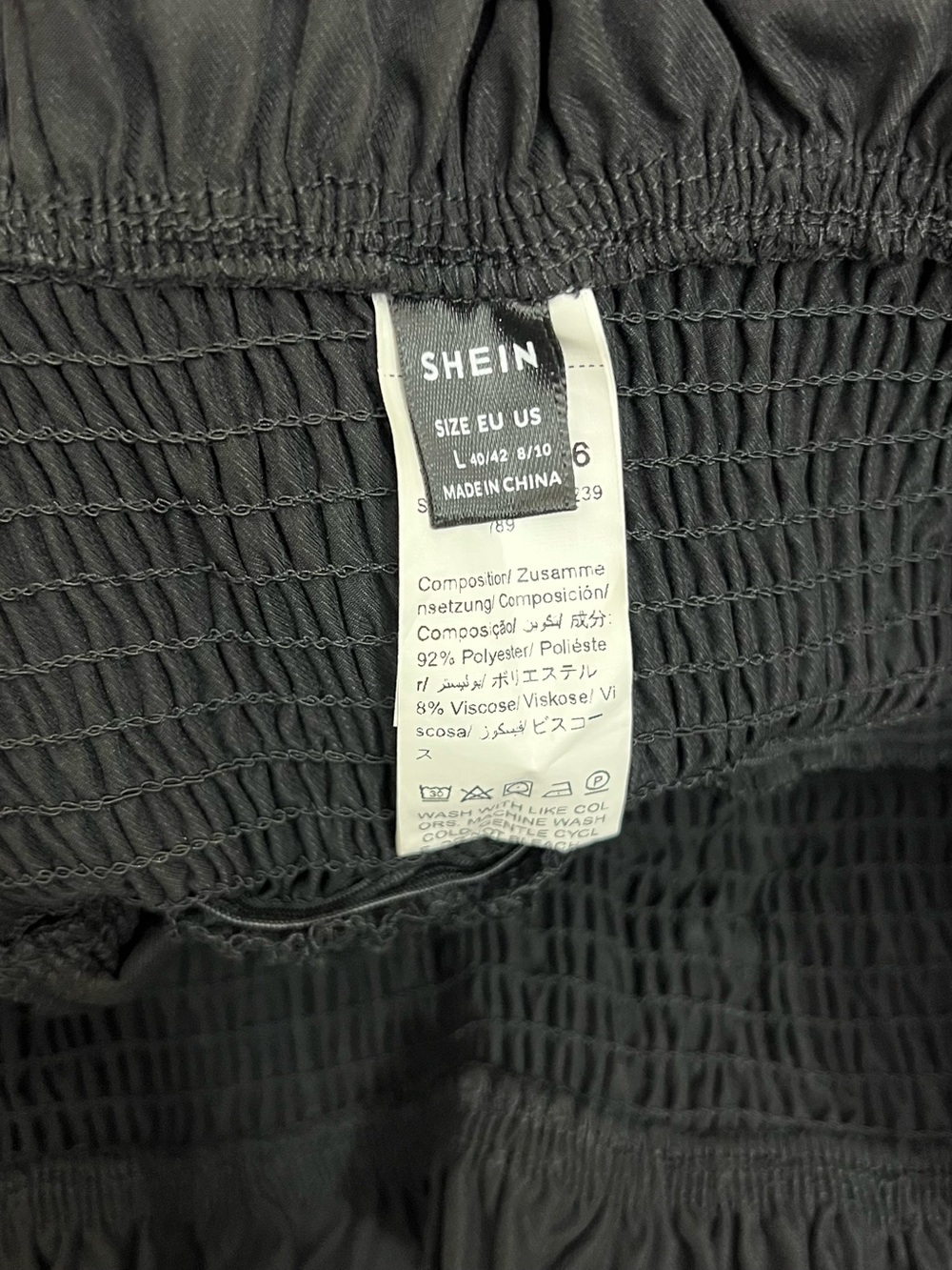 SHEIN Black Tiered Smocked Skater Skirt with Waist Bows Size L - Picture 5 of 7